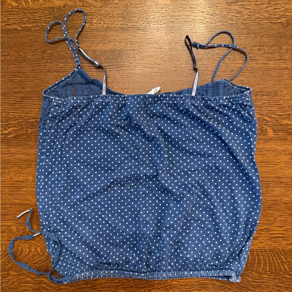 Aeropostale Blue Polka Dot Lace-Trim Cami - Picture 5 of 5